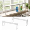 Pack Black Expandable Cabinet Shelf Organizer 13.7-23.6 L Stackable Black Small Narrow Tall Shelf for Windowsill Kitchen Organizer Window Sill Plant Shelf Stackable Shelves Bathroom, Sill Thin