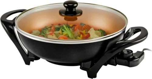 OVENTE Round Electric Skillet, 11.5 Nonstick Frying Pan, Black SK11112B