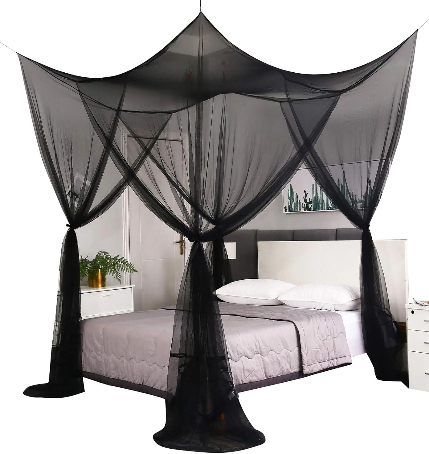 Nook Bed Canopy, Canopy Bed Curtains Bed Drapes for Full Queen King Size Bed, Mosquito Net Bed Curtains for Patio Indoor Outdoor Net - Image 3