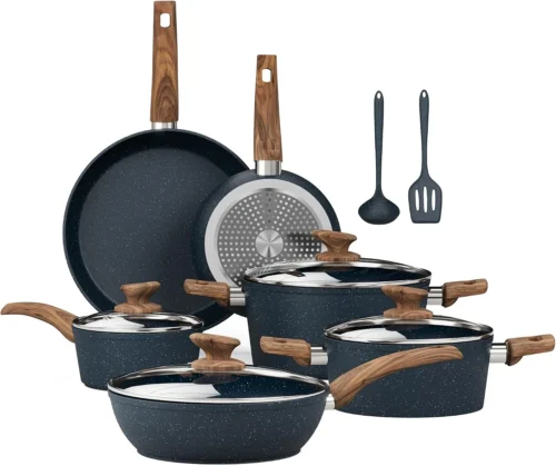 Kitchen Academy Pots and Pans Set Non Stick, 12pcs Induction Cookware