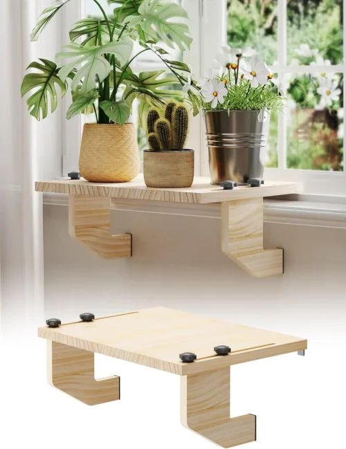 Alternative view of Window Sill Extender Plant Shelf, No Drill Wood Adjustable 21.2x11.8