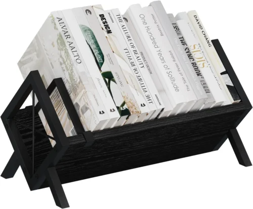 Alternative view of Wood Desktop Bookshelf, Retro Tabletop Bookshelf, Desk Shelf for Top of Desk in Living Room, Home, Office, Tilting Bookcase for CDs, Magazine, Books, Home Decor