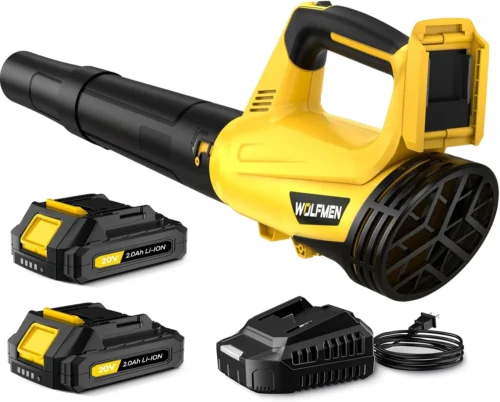 Blower, Electric Leaf Blower Cordless with 2 Batteries and Charger, 2 Speed Mode, Lightweight Cordless Leaf Blowers for Lawn Care, Blowing Leaves