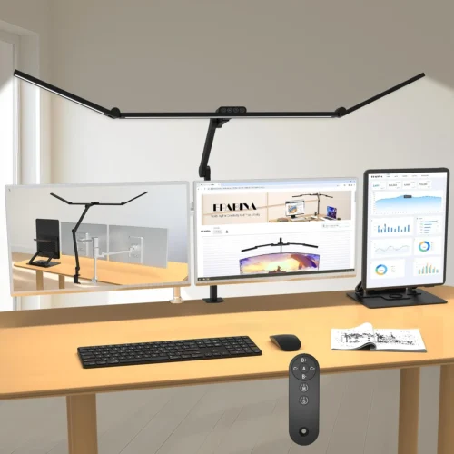 Alternative view of Lumen Ultra Bright Architect Desk Lamp with Clamp, 36W Tall Overhead Led Desk Light for Home Office, 47Inch Long Dimmable Computer Monitor Light Bar