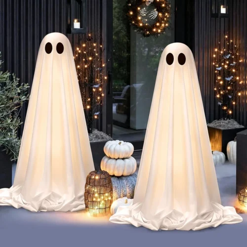 Alternative view of Decorations Outdoor Indoor, 2 Pack Light Up Cute Ghost Decoration, Spooky DIY Standing Decor Set with Small Accessories for Front Yards, Gardens