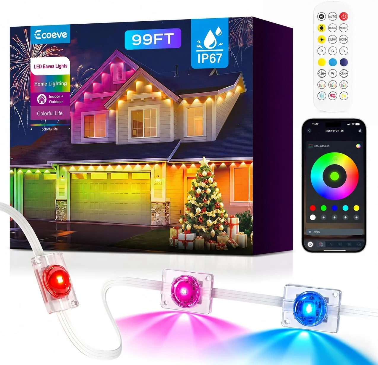 Permanent Outdoor Lights for House, 199ft Christmas RGB+IC Lights - Image 3