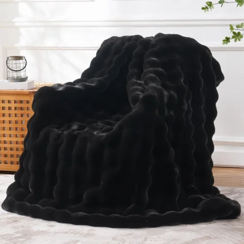 Alternative view of BENVWE Fluffy Faux Fur Throw Blanket for Couch, Soft Plush Thick Cozy Fuzzy Luxury Minky Bubble Blanket for Home Living Room Decor Gift for Women, Tie-dye Coffee, 50 x 60, 1100GSM