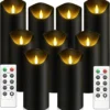 Flickering Flameless Candles Battery Operated with Remote and 2/4/6/8 H Timer Acrylic Led Pillar Candles Pack of 9 (appr D2.3xH5.56.57.5)