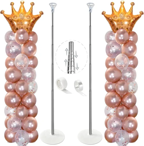 Alternative view of Balloon Column Stand Kit Set of 4, 7ft Height Adjustable Balloon Arch Kit with 2 Ballon Garland Strip, Metal Telescopic Pillar Balloon Stand