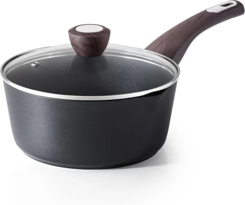 SENSARTE Ceramic Nonstick Sauce Pan with Lid, 1.5 Quart Small Saucepan, White Cooking Pot with Stay Cool Handle, Non toxic Kitchen Sauce Pot, Non stick Sauciers, Induction Pot, PFOA PTFE PFAS Free