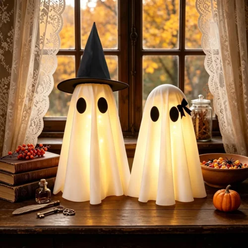 Alternative view of Halloween Decorations Outdoor, Halloweens Party Decoration Indoor, Light Up Spooky Ghost with Remote Control String Lights