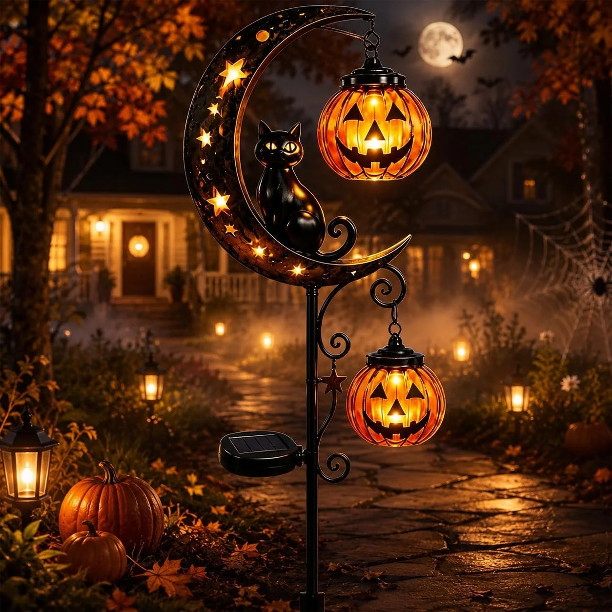 Halloween Garden Stake Light (Pumpkin+Bat) - Image 3