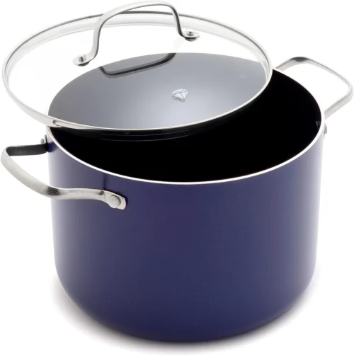 Blue Diamond 2QT Diamond Infused Ceramic Nonstick Sauce Pan with Lid, Blue