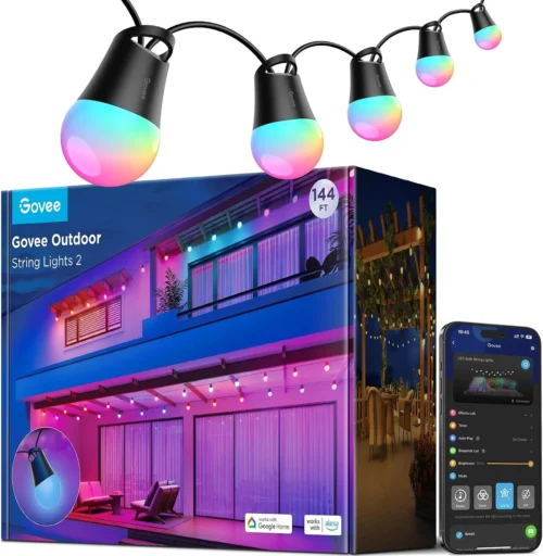 Alternative view of Smart Outdoor String Lights 2, 144ft RGBIC Patio Lights with 45 Bulbs