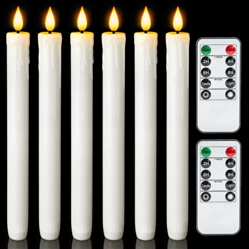 Alternative view of Black Flameless Taper Candles with Remote and Timer, Real Wax LED Taper Candles Battery Operated, Flickering Candle Sticks for Party Halloween Indoor