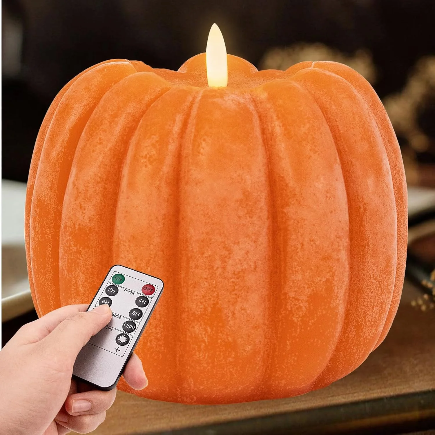 Decorations for Home - Flickering Flameless Wax Pumpkin LED Candle - Image 2