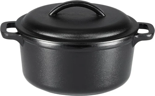 Alternative view of Amazon Basics Pre-Seasoned Cast Iron Dutch Oven Pot with Lid and Dual Handles, Oven Safe, Heavy-Duty, 7-Quart, Round, Black