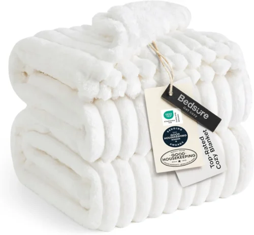 Bedsure Soft King Size Blankets for Bed Beige 108x90