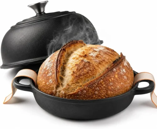 Alternative view of 5QT Pre-Seasoned Cast Iron Dutch Oven For Bread Baking, Dutch Oven with Domed Lid, Sourdough Bread Baking Supplies, Multi-Functional Bread Pan For Baking, Frying, Roasting