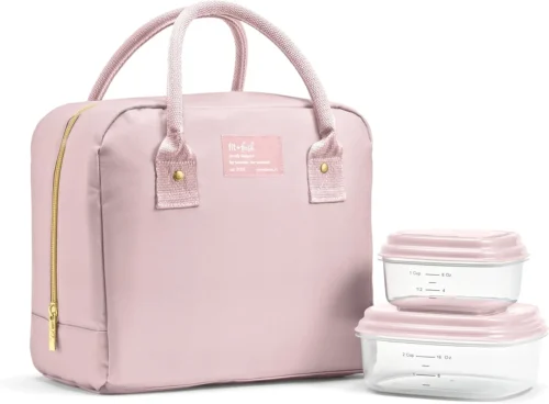 Fresh Bloomington Lunch Bag for Women - Insulated Large Lunch Box for Work with Containers, Leak-Resistant, Stain-Resistant, Zipper Closure