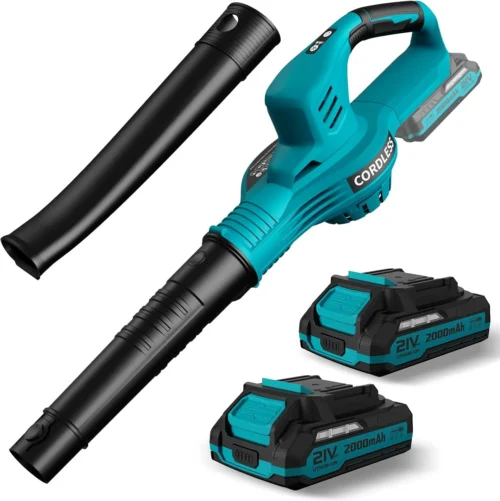 Blower Cordless 21V Electric with 2 Batteries and Charger Lightweight