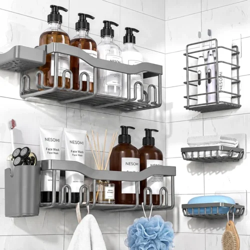 Alternative view of 7-Pack Shower Caddy Adhesive, Stainless Steel Shower Organizer Shelf
