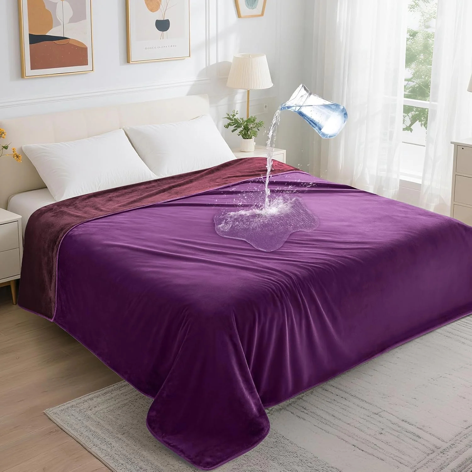 LOOBANI Waterproof Blanket for Bed, Soft Flannel Twin Bed Blanket 60 x 80 - Image 4