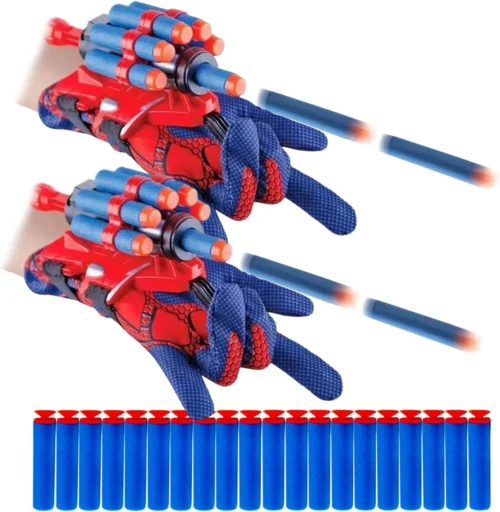2 Sets Spider Web Shooters for Kids Halloween Party Favors Cosplay Launcher Gloves with Wrist Toy Set Hero Webs Shooter for Kids