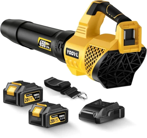 Alternative view of Blower Cordless, 650CFM Electric Leaf Blowers with 2 x 5.2Ah Batteries and Charger, 3 Speed Modes, 1 x Adjustable Shoulder Strap