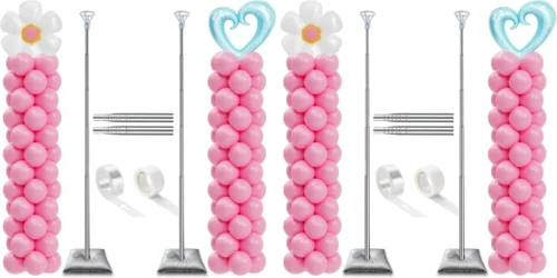 Balloon Column Stand Set of 2, Adjustable 7 Feet Ballon Arch Stands with Bases for Floor, Tall Baloon Tower Pillar Assembly Kit for Halloween