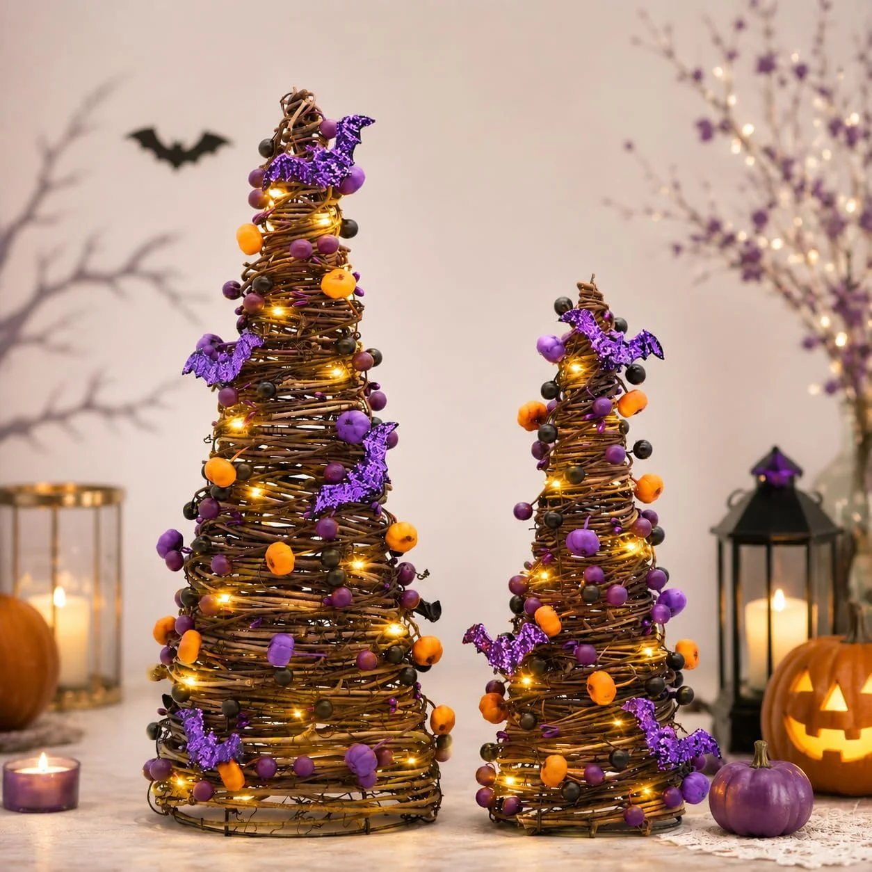 Decor, Fall Tabletop Trees, Lighted Pumpkin Thanksgiving Decorations - Image 4