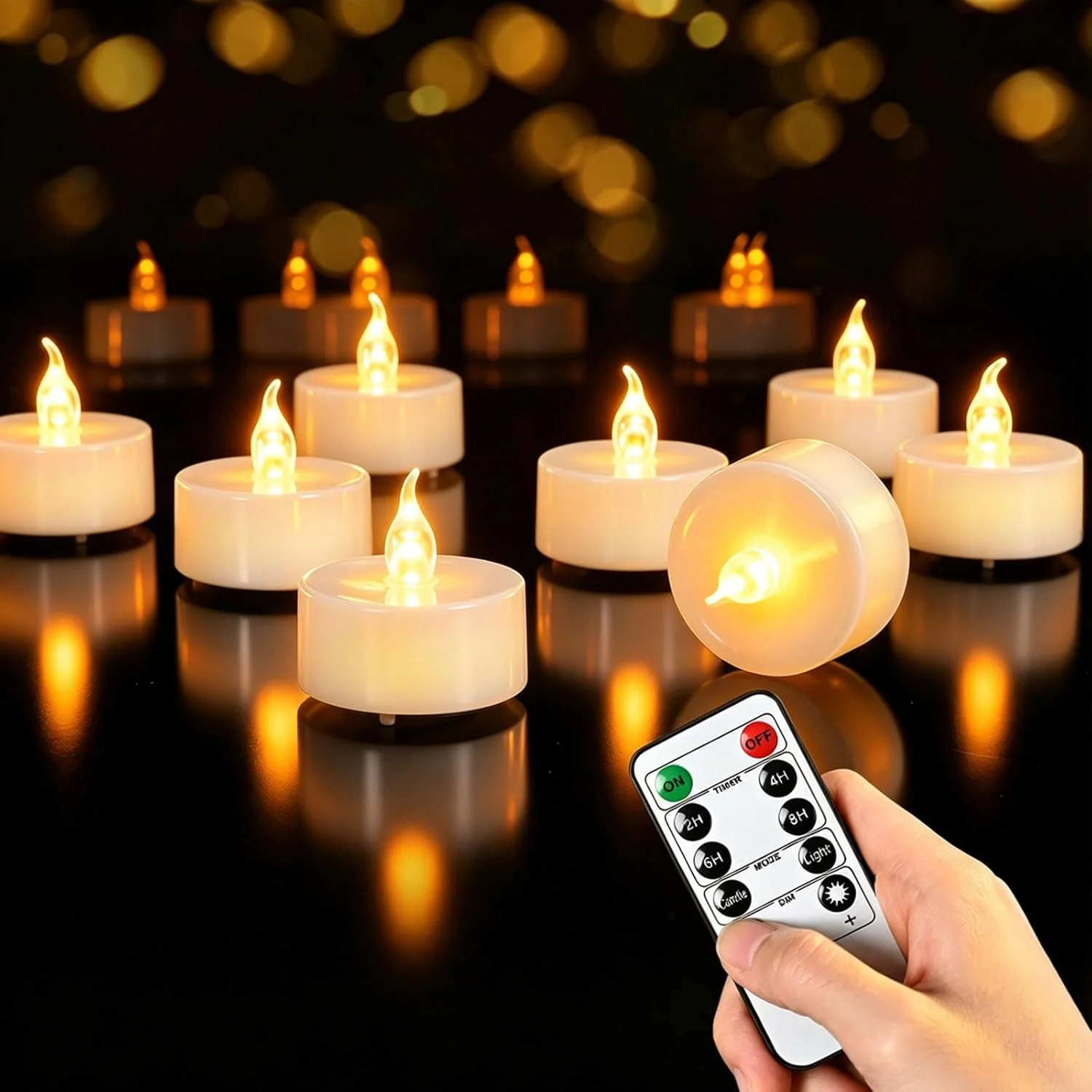 24PCS Flameless Tea Lights Candles with Remote Timer, Led Battery Operated Electric Votive Candle for Wedding Centerpiece Table Decorations - Image 4
