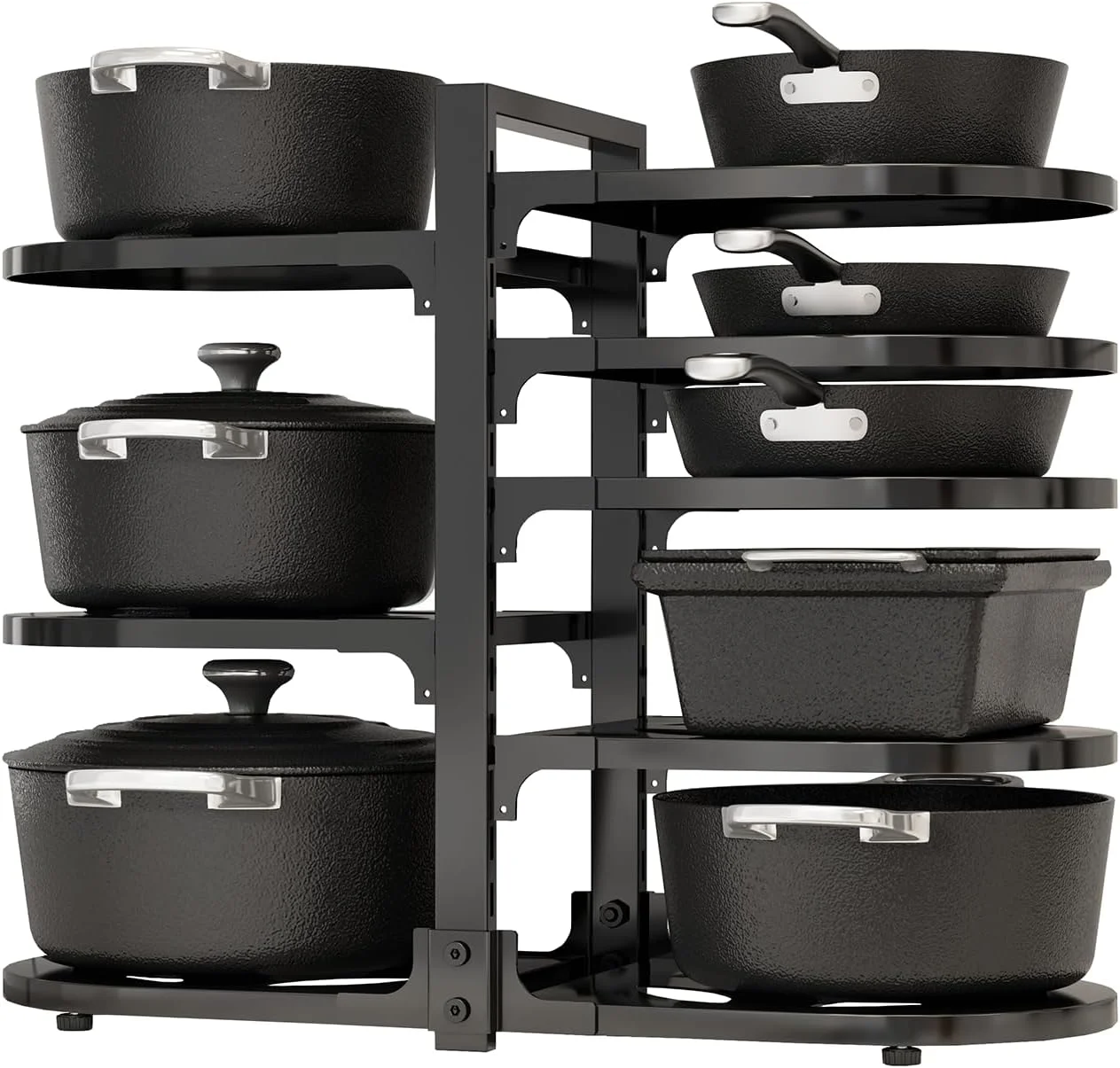 Fovkdcvw Adjustable Heavy Duty Pots and Pans Organizer Under Cabinet, 8-Tier Pot and Pan Organizers Inside Cabinet, Kitchen Cabinet Organizers and Storage, Black - Image 2