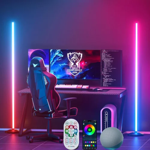 Alternative view of Floor Lamp, 2 Pack RGB Corner Lamp with App/Remote/Button Control, Smart LED Floor Lamp with 16 Million DIY Colors & 68+ Scene