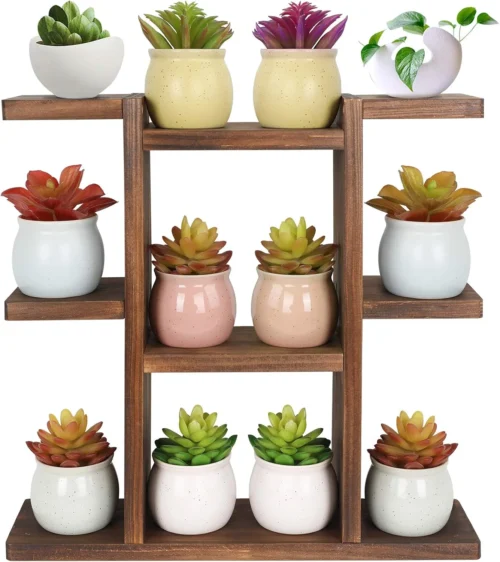 Alternative view of Wood Desktop Plant Stand Indoor Small Windowsill Flower Shelf 4 Tier