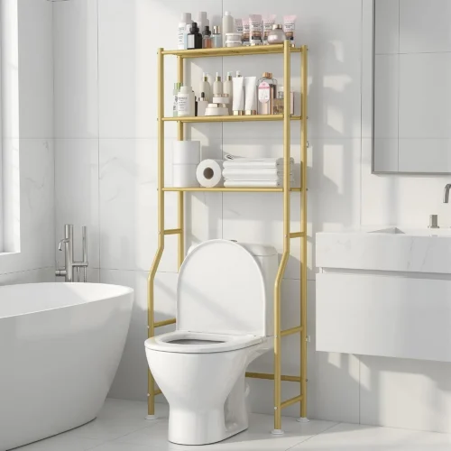 3-Tier Over Toilet Storage Rack, Anti-Wobble, Black