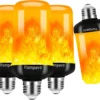 ??Upgraded?? LED Flame Light Bulbs, 4 Modes Flickering Light Bulbs with Upside Down Effect, E26/E27 Flame Bulb for Halloween, Christmas, Party