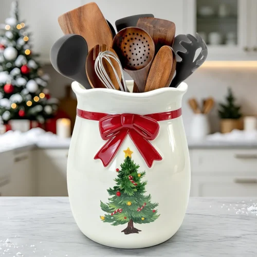 Alternative view of Halloween Kitchen Decor, Ceramic Halloween Ghost Utensil Holder