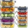 Sets 36 oz & 12 oz Glass Food Storage Containers with lids, Purple