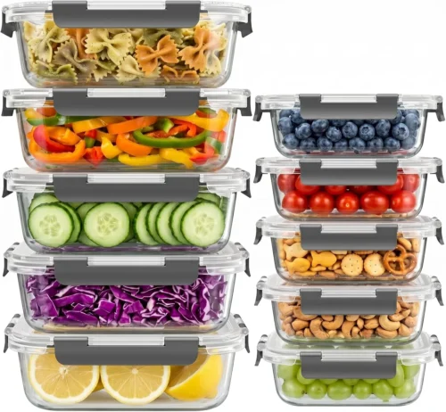 Sets 36 oz & 12 oz Glass Food Storage Containers with lids, Purple