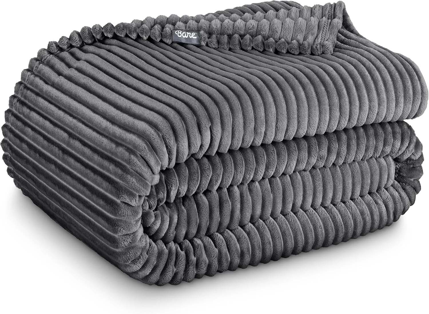 Bare Home Fleece Blanket Luxury Microplush (Full/Queen, Grey)