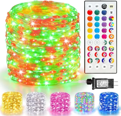 66 FT Color Changing Fairy Lights Plug in with Remote, 200 LED