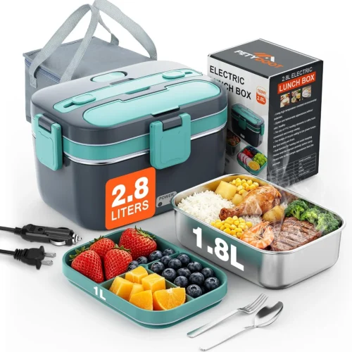 2.8L Electric Heated Lunch Box 100W Portable Food Warmer for Adult