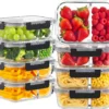 Pack 2 Compartment 36oz Borosilicate Glass Meal Prep Containers with Lids