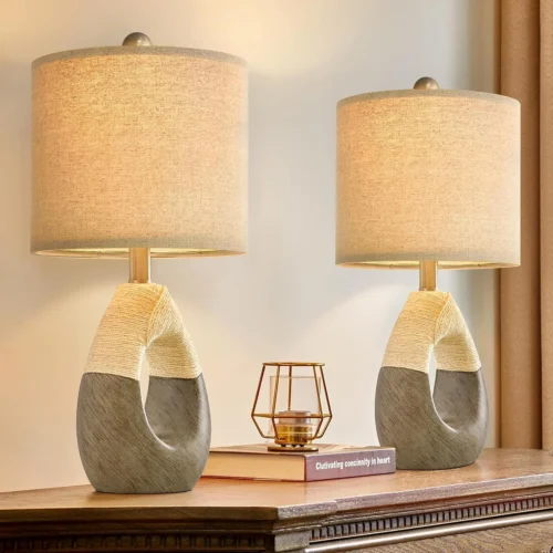 Alternative view of 19'' Small Boho Table Lamps for Bedroom Set of 2 for Bedside