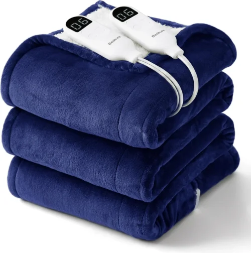 Alternative view of Bedsure Heated Blanket Throw Blanket with Preheat Function - Fast Heating Electric Blanket, Soft Flannel Throw with 6 Time Settings(Up to 10H), 6 Heating Settings, Gifts for Grandma (50x60, Grey)