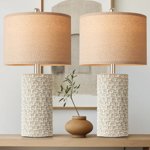 Alternative view of 23 Modern Ceramic Table Lamp Set of 2, Table Lamps for Living Room, Rustic Farmhouse Bedside Lamps Nightstand lamp for Bedroom