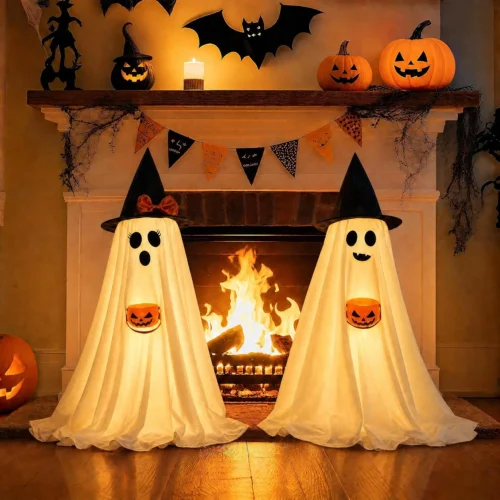 Decorations Indoor Lighted Ghost, 2 Pack Cute Light Up Ghosts