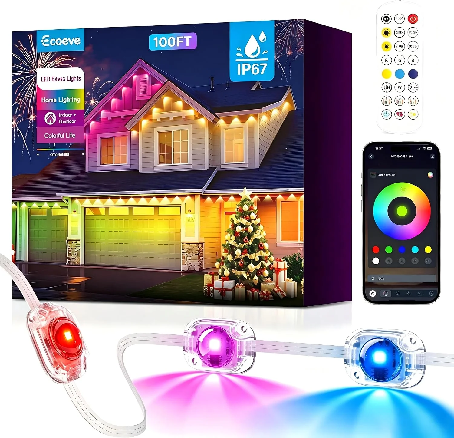 Permanent Outdoor Lights for House, 199ft Christmas RGB+IC Lights - Image 4