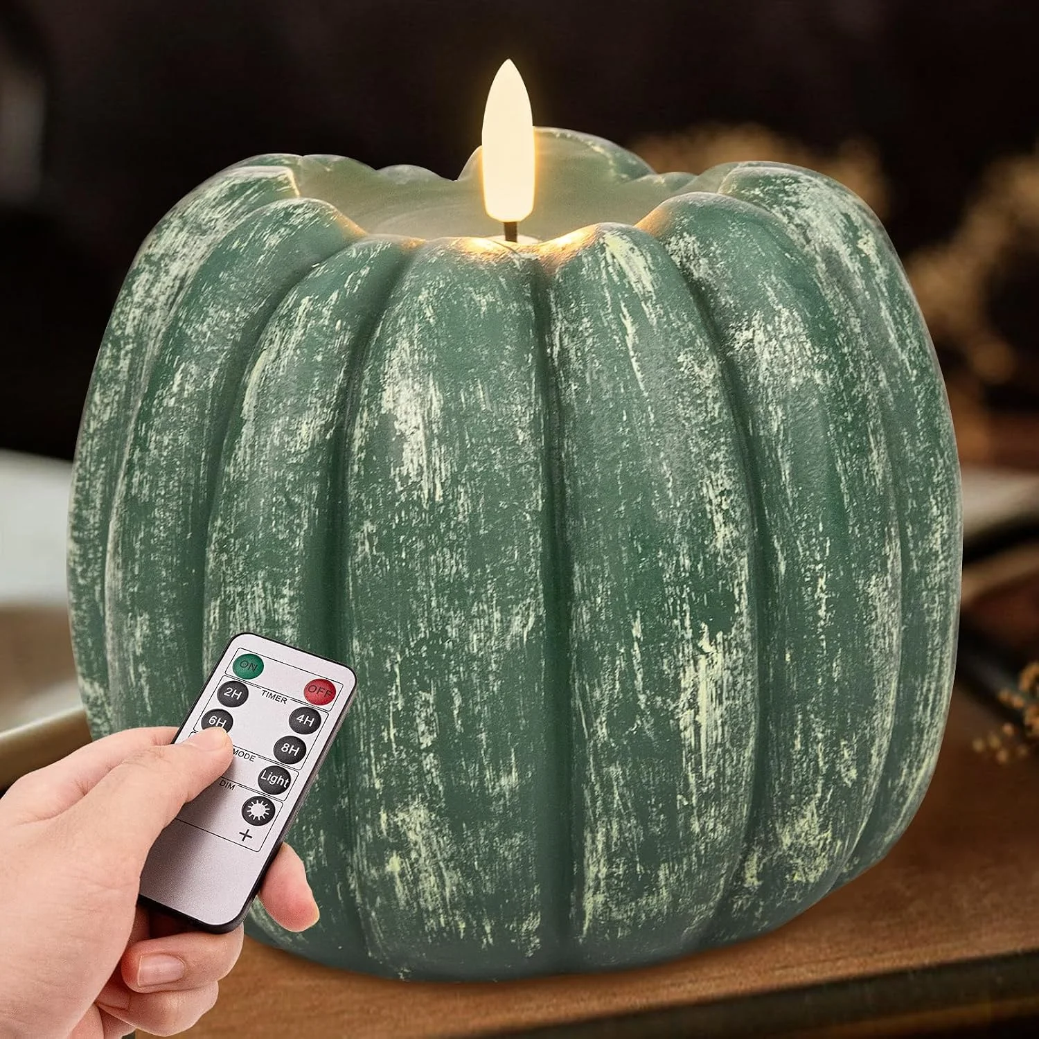 Decorations for Home - Flickering Flameless Wax Pumpkin LED Candle - Image 3